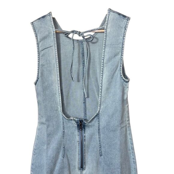 Free people tell me about it midi dress open back soft denim boho 90s size 8 new - Picture 11 of 11